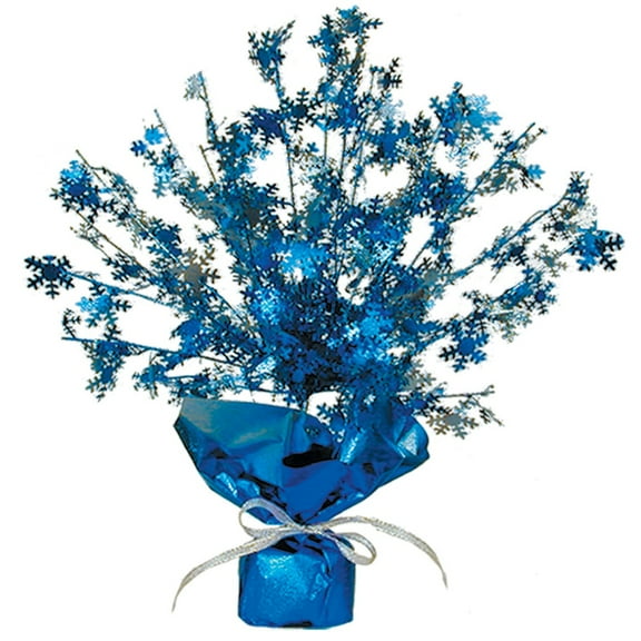 Beistle Club Pack of 12 Blue and Silver Metallic Gleam 'N Burst Snowflake Centerpiece Christmas