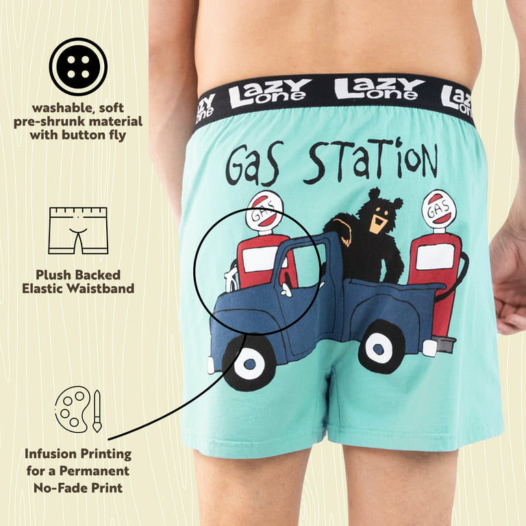 LazyOne Funny Animal Boxers, Gas Station, Humorous Underwear, Gag Gifts for  Men (Large)
