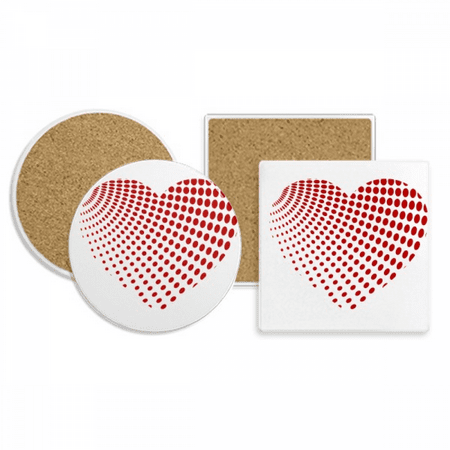

Red Radiate Dots Valentine s Day Coaster Cup Mug Holder Absorbent Stone Cork Base Set