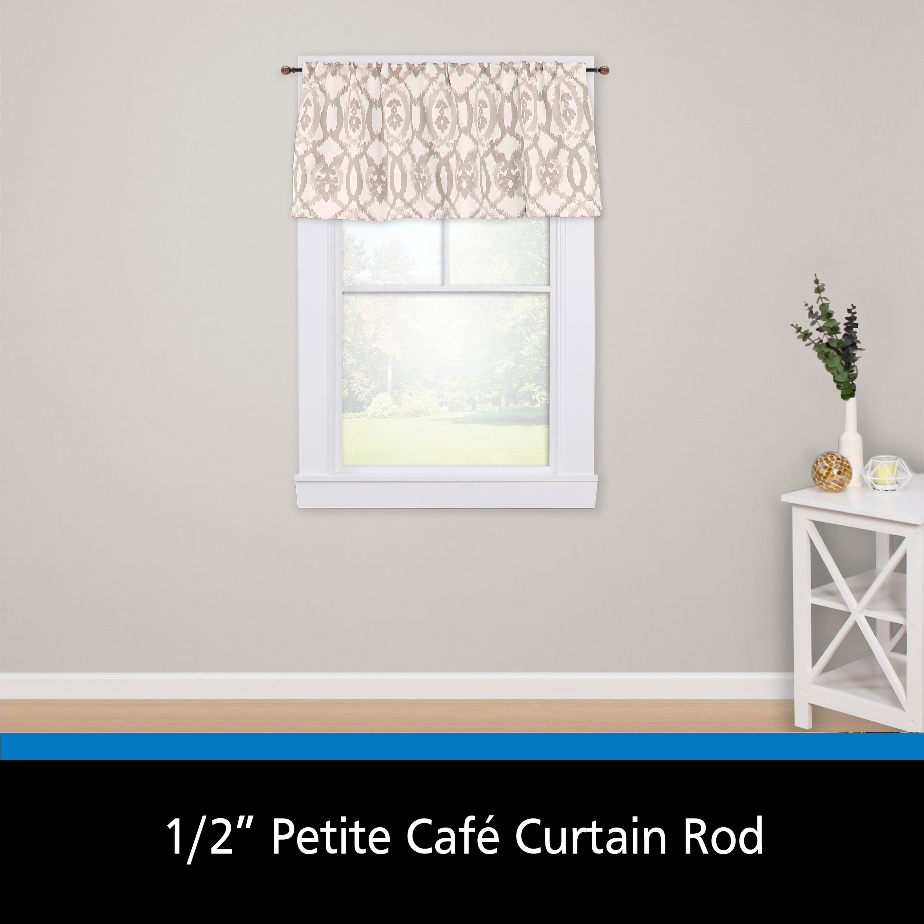 (2 pack) Mainstays Jillian 1/2 in Adjustable Café Curtain Rod, 28-48 in, Brown Marble
