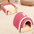 thumbnail image 2 of Casa cálida para mascotas, acogedora casa portátil para gatos 2 en 1, casetas para cachorros, cuevas para perros, cama multifunción, 2 of 5