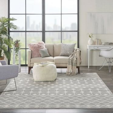 Nourison Grafix Moroccan Grey 7'10" x 9'10" Area Rug, (8x10)