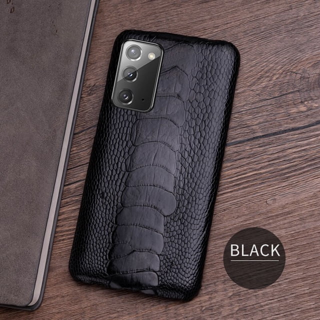 Funda de cuero genuino para teléfono Samsung Galaxy S22 S21 S10e Note 10 20 Ultra S8 S9 Plus, carcasa trasera de piel de avestruz de lujo qym unisex