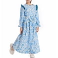 thumbnail image 2 of XXWXYD Girls 𝖥loral Dress Spring Summer Autumn Long Sleeve Waist Cute Comfortable Long Dress Casual Mid Large Children Fashion Everyday Maxi Gown, 2 of 8