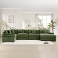 thumbnail image 2 of FFH Living Room Furniture Sets Sectional with Ottoman, 154.6" Convertible Modular Sectional Sofa, Oversized U Shaped Cloud Couch, Green, 2 of 16