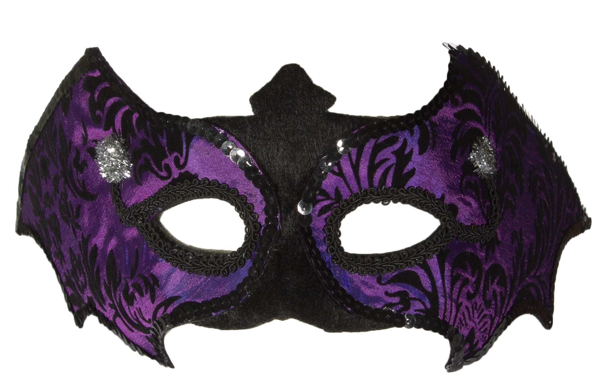 solidaritet Smøre Skrivemaskine Purple Bat Half Mask Sequin Trim Floral Design Halloween Adult Costume  Accessory - Walmart.com