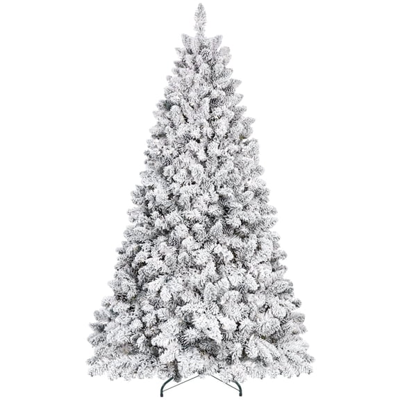 Bringstar 5ft Snow Flocked Artificial Christmas Tree with Pine Cones, Hinged Unlit Xmas Tree with Full Branches for Holiday Decoration