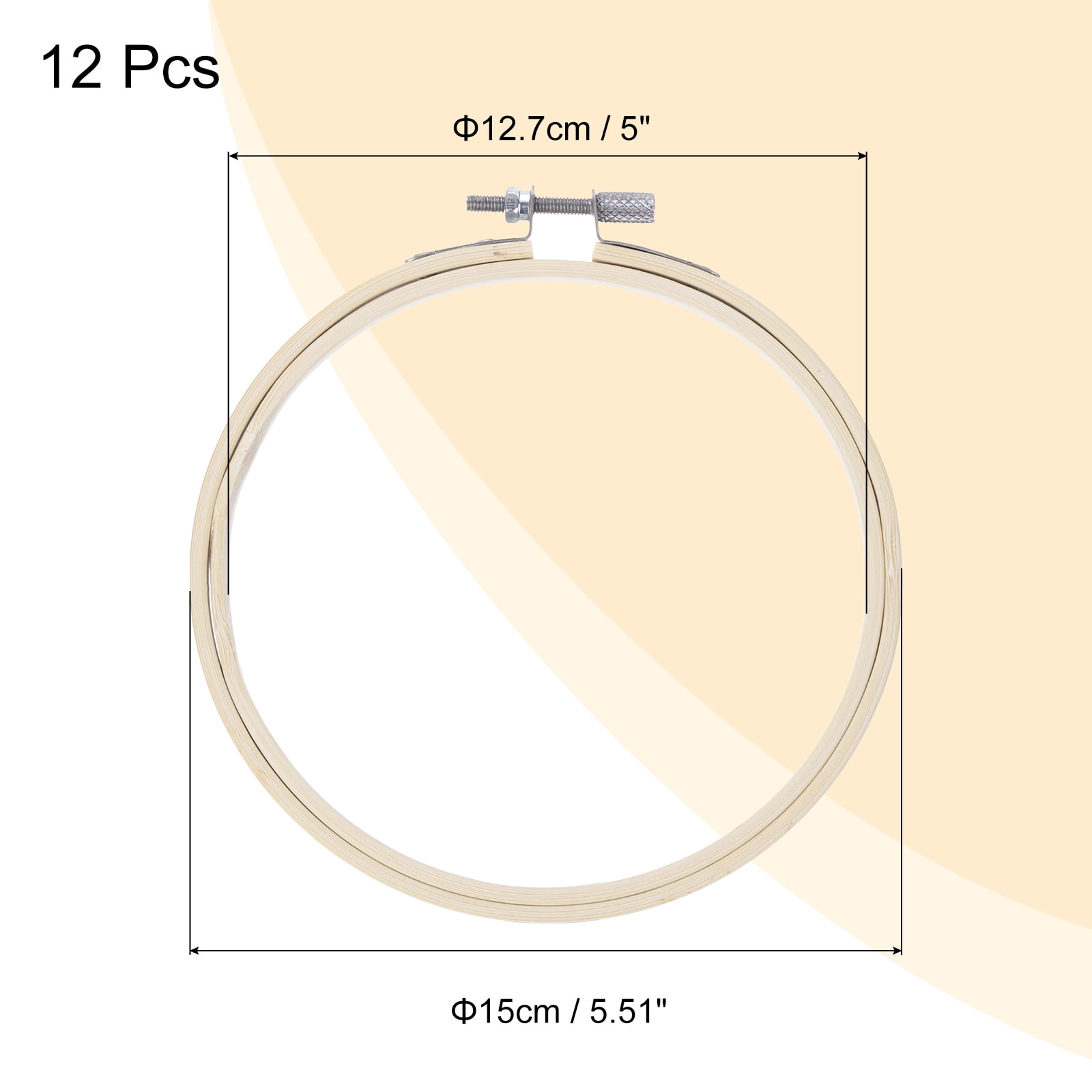 Uxcell 12 Pcs 5" Embroidery Hoops Adjustable Round Bamboo Circle Cross Stitch Hoop Ring for Art Craft Handy Sewing Needlework DIY Decoration