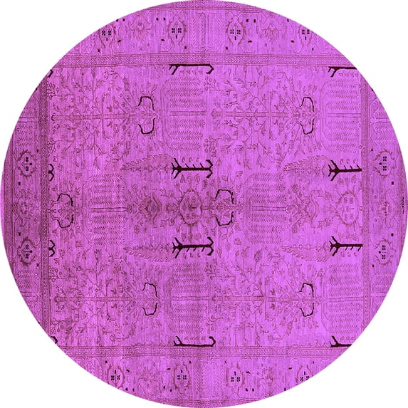 Ahgly Company Indoor Round Oriental Purple Industrial Area Rugs, 8' Round