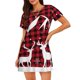 thumbnail image 1 of Easygdp Christmas Buffalo Plaid Camisón de manga corta para mujer, informal, estampado, 1 of 6