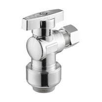1/2" PTC x 3/8" OD Angle Stop Valve 10-Pack - 1/4 Turn Push-to-Connect Water Shut Off Valves - Lead-Free Brass for Kitchen Bathroom Plumbing