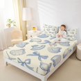thumbnail image 3 of Erosebridal Girls Blue Ribbon Bow Full Size Sheets 4-Piece,Ocean Seashell Bed Sheets for Teens Women,Ultra Soft Home Decor, 3 of 5