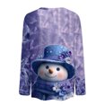 thumbnail image 7 of Women's Long Sleeve Shirts with Cute Print Graphic Tees Design, Blouses Casual Plus Size Basic Tops Pullover, Fashion Christmas Snowman Print Round Neck Top for Winter Wear,Sky Blue,2XL, 7 of 7