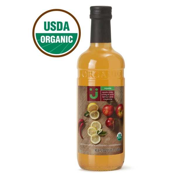 Uniquely J Organic Apple Cider Vinegar, With Lemon & Cayenne, With the