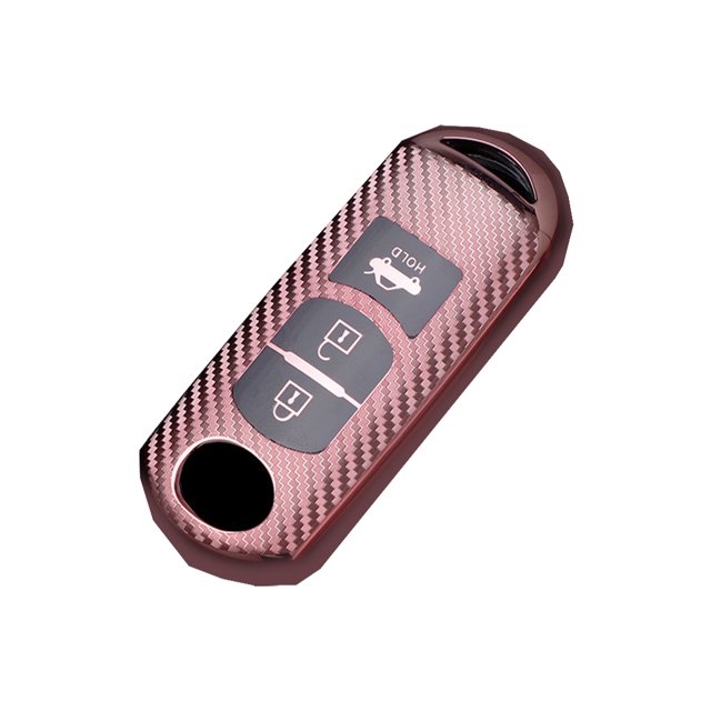 Sidaley Llavero de fibra de carbono para coche, repuesto de Color sólido de TPU, Flexible, 1:1, a prueba de golpes, decorativo, a prueba de Automoción decorativa y accesorios Oro rosa 3 Clave