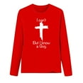 thumbnail image 4 of QUNYINEY Crew Neck T Shirts for Women Jesus Cross Long Sleeve Casual Red Tops Pullover Drop Shoulder Loose T-Shirts, 4 of 4