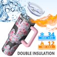 thumbnail image 5 of OBREWU French Bulldog and Flower Tumbler with Handle and Lid,French Bulldog and Flower 40oz Double Wall Vacuum Insulated Tumbler,Cups Gift for Women and Men, 5 of 7