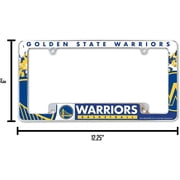 Golden State Basketball Warriors Chrome Metal License Plate Frame with Bold Full Frame Design