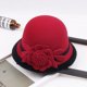 thumbnail image 2 of Sombrero de copa pequeño con flores tridimensionales, sombrero de lana de otoño e invierno, sombrero de pescador informal con forma de cúpula de estilo coreano para mujer, 2 of 6