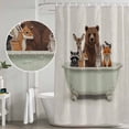thumbnail image 4 of Funny Animals Shower Curtain Set - 72" x 78" Washable Bathtub Curtain with 12 Hooks, Woodland Bathtub Wildlife Watercolor Bear Waterproof Fabric Stall Shower Curtains for Bathroom/Bathtub Décor, 4 of 6