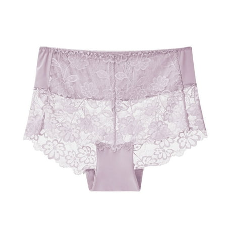 uublik High Waist Panties for Women Seamless Boxer Briefs Full Coverage Soft Stretch Boxer Shorts Lace Underwear Purple