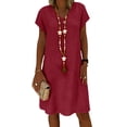thumbnail image 5 of CIENVNSTG Summer Sleeveless V-Neck Beachwear Solid Oversized Dress Female Fashion Elegant Maxi Dress Wine XL, 5 of 7