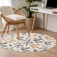 thumbnail image 4 of Orange Grey Botanical Round Area Rug 3.3Ft Washable Circle Rugs for Dining Room Table, Rustic Country Spring Floral Summer Leaf Non-Slip Carpet Floor Mats Indoor Outdoor Carpet Runner Home Decor, 4 of 8