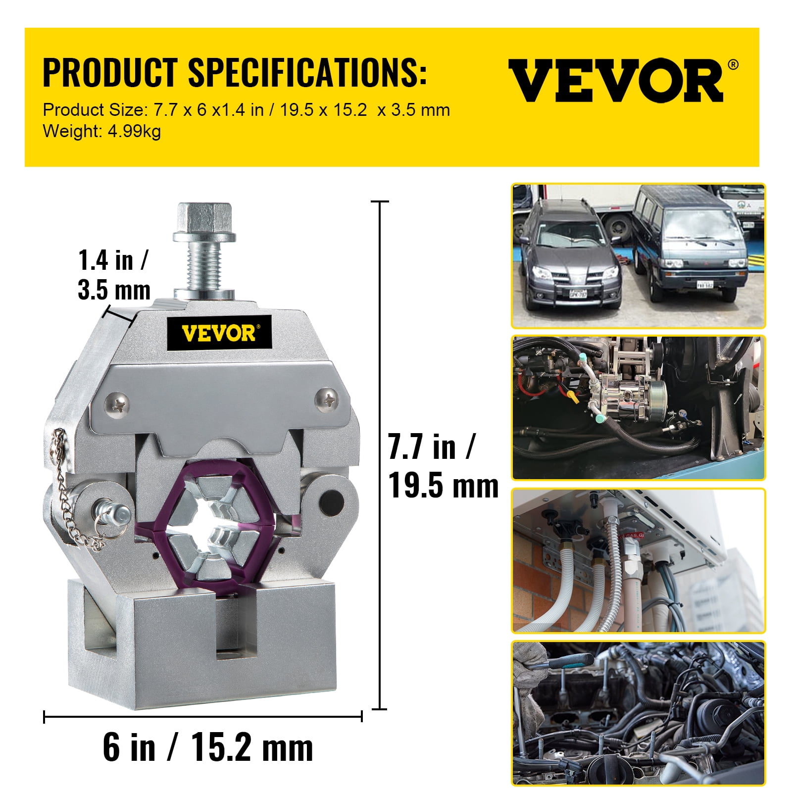 VEVOR Manually Operated AC Hose Crimper Hydra-Krimp Aluminum Alloy Crimping  Tool Kit Handheld 1.4 in. with 4 Dies for A/C Car YJQ71550RG0000001V0 - The  Home Depot