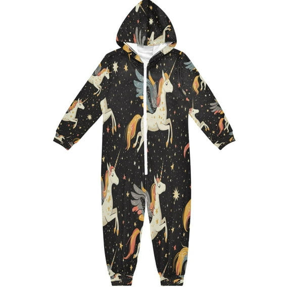 Soft Big Kids Onesie Pajamas Cozy Loose-Fit Jumpsuits for kids with Pockets for Christmas Lounge & Play Unicorns with Wings