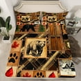 thumbnail image 2 of Manfei Wildlife Bear Child Twin Sheet Sets, Farmhouse Lodge Cabin Twin Fitted Sheet, Vintage Rustic Patchwork Flat Sheet, Lightweight Room Decor, 3-Piece, 2 of 7