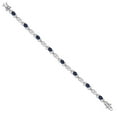 thumbnail image 3 of Gem Stone King 925 Sterling Silver Blue Sapphire and Lab Grown Diamond Bracelet for Women | 4.45 Cttw | Gemstone September Birthstone | Oval 6X4MM | Length 7.25 inches, 3 of 6