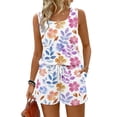 thumbnail image 3 of Iaqnaocc Two Piece Sets for Women Casual Womens Short Sets Vintage Floral Print Square Neck Tank Top and Shorts Summer Outfits Travel Outfits for Women Vacation Outfits for Women Multicolor 2XL, 3 of 6