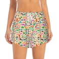 thumbnail image 4 of Lsque Travel Printed Women's Running Shorts with Liner Pockets,Elastic Quick Dry Workout Athletic Gym Yoga Shorts,Womens High Waist Shorts-Small, 4 of 9