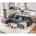 thumbnail image 4 of Sectional Sleeper Sofa with Pull Out Bed, Chenille Modular Sectional Couch with Pull Out Couch and Storage Seat & 2 Ottomans, Convertible Couches for Living Room, 4 of 8