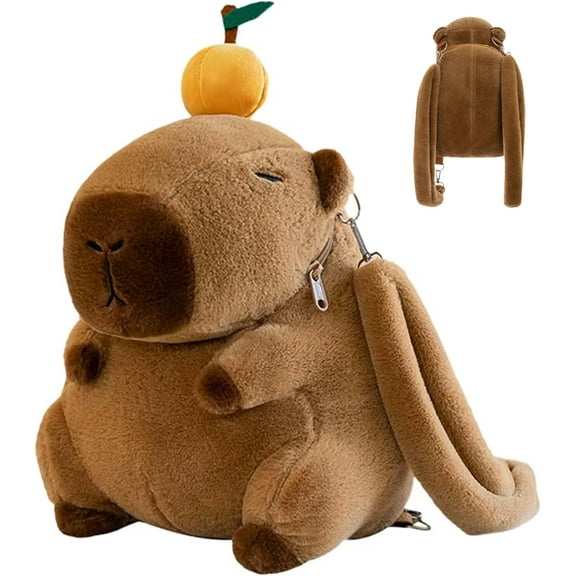 A 13-inch cute capybara plush animal casual bag with adjustable straps in a cute style