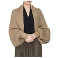 thumbnail image 2 of HNMKIU Women Fashion Knitted Shawl Loose Long Sleeve Temperament Cardigan Functional Scarf ,Coffee, 2 of 4
