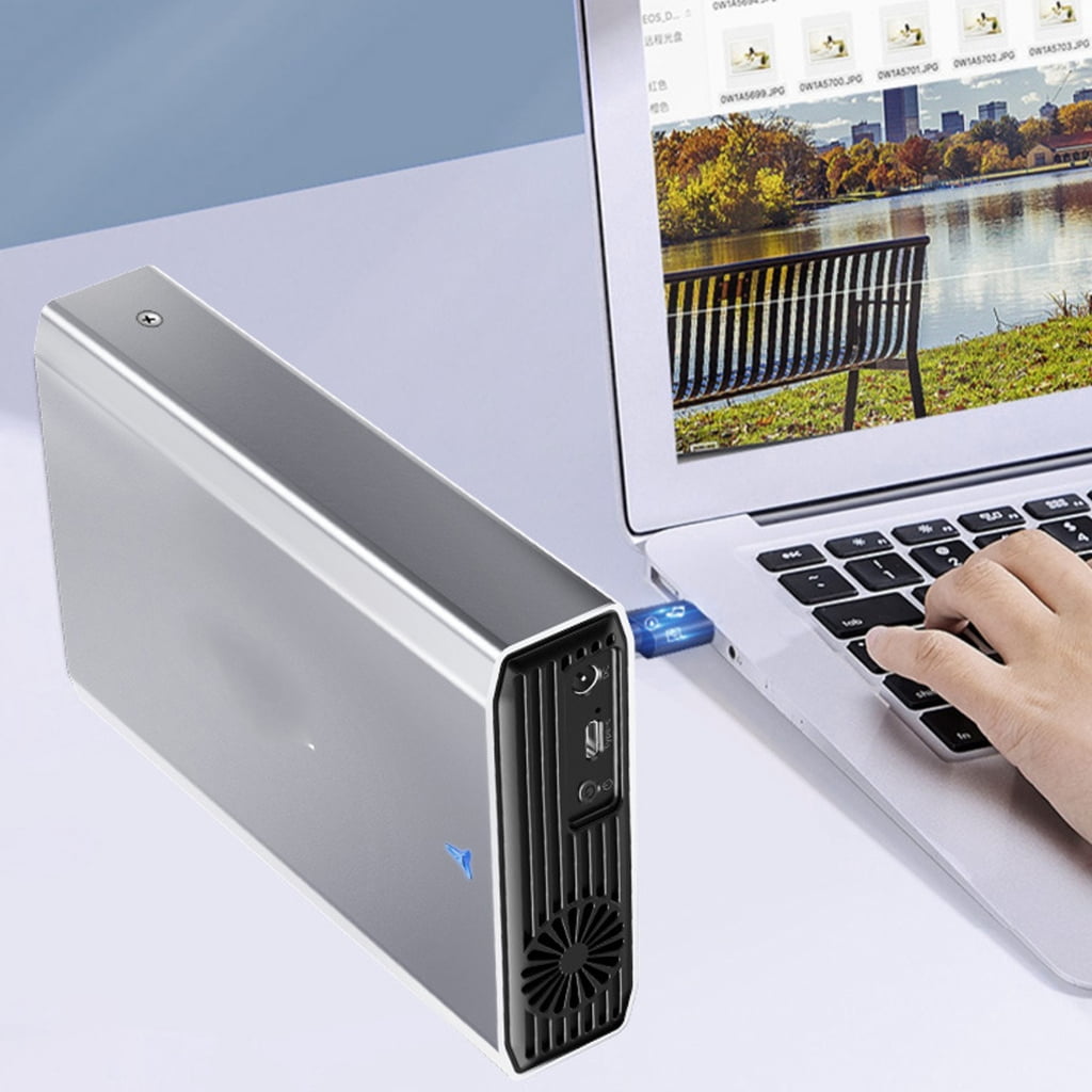 tegongse Aluminium Hard Drive Enclosure with Cooling Fan 5Gbps for 2.5/3.5 SATAs HDD SSD Type C 3.1 ToolsFree Hot Swappable