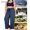 Navy women plus size wide leg pants a1, variant on Cagogo Women Plus Size Wide Leg Elastic Waist Pants with Pockets Flowy Casual Loose Long Trousers Summer Beach Vacation Lounge Pants, Wine 2XL