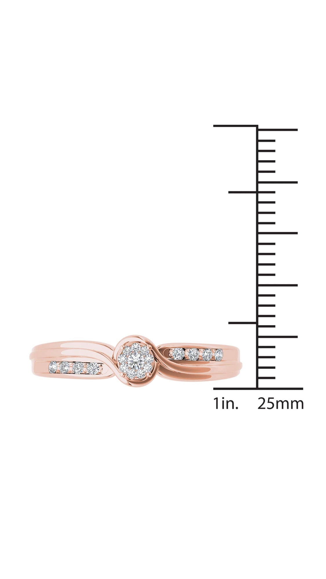 1/10 Carat T.W. Diamond Cluster 10kt Rose Gold Engagement Ring