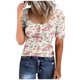 thumbnail image 1 of Fiudx Camisetas para Mujer Camiseta Holgada de Manga Corta con Botones y Cuello Redondo para Mujer, 1 of 2