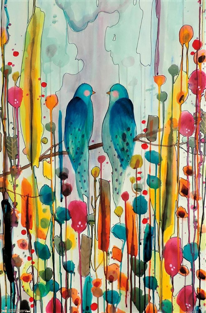 Sylvie Demers - Birds Wall Poster with Push Pins, 22.375" x 34"