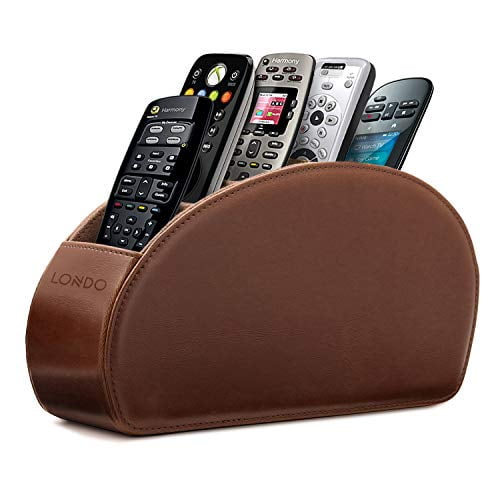 Londo Leather Remote Control Holder Organizer with Suede Lining for DVD
