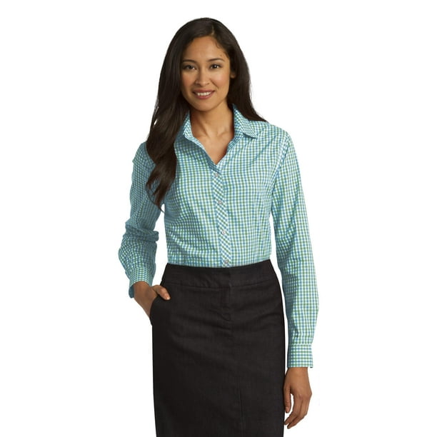 Port Authority® Ladies Long Sleeve Gingham Easy Care Shirt. L654 Autoridad Portuaria L654