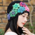thumbnail image 3 of Hsqqdc 1 Piece Vintage Flower Crochet Hollow Beanie Hat for Women, Lightweight Elastic Breathable Knit Skull Cap, 3 of 7
