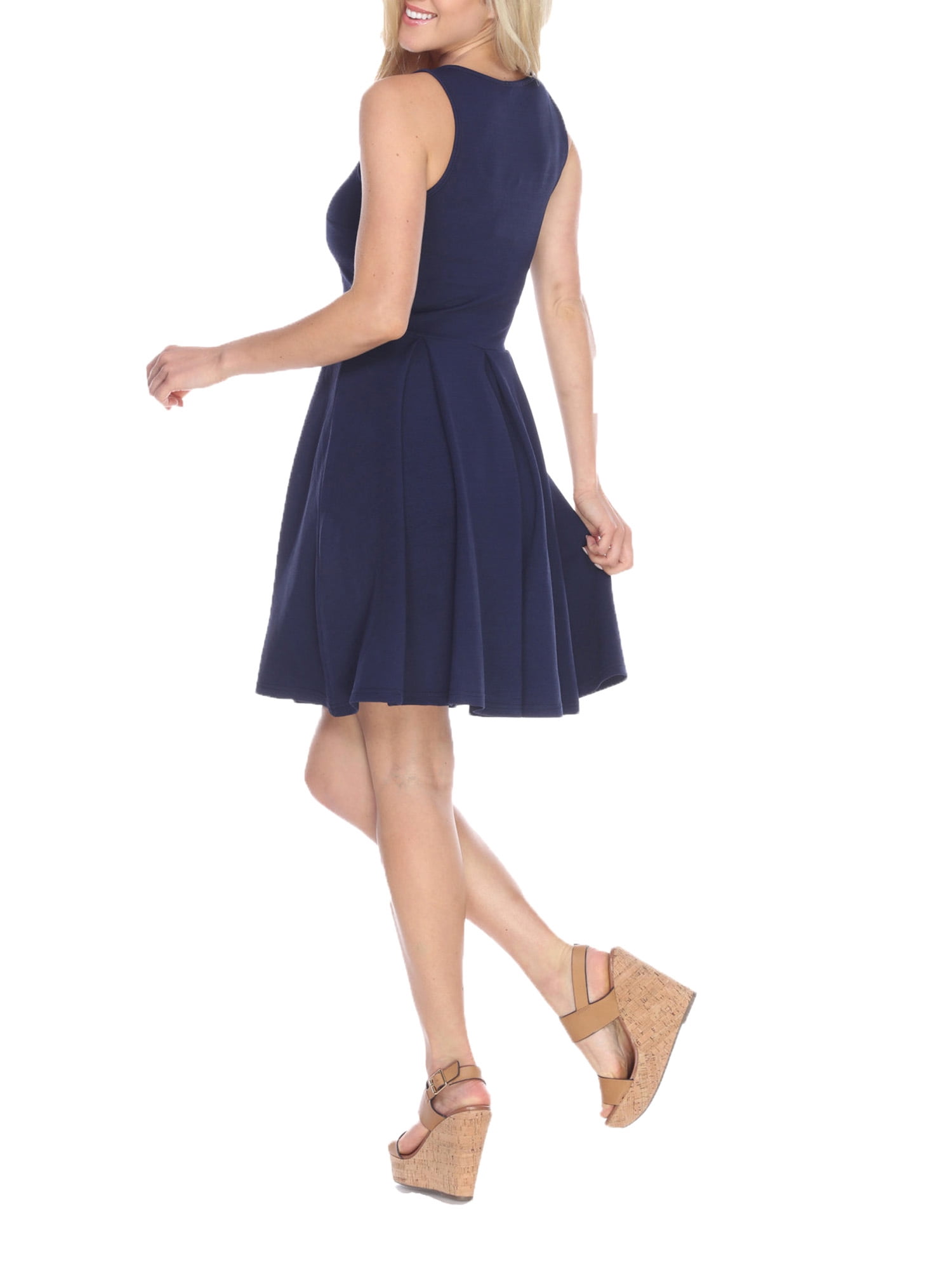 White Mark Women's Fit and Flare Mini Dress - Walmart.com