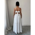 thumbnail image 5 of White Bowknot Pleated A-Line Waisted Slim Strap Maxi Dress For Women, 5 of 6