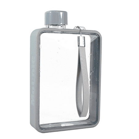 

Water Bottle Canteen Flask Flat Portable Travel Mug Handbag Slim Cold Grey