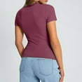thumbnail image 6 of Pxiakgy Womens Basic T Shirts Summer Tops 2025 Crop Short Sleeve Slim Fit Tee Cute Gym Workout Clothes Cami Tee Stretchy Ribbed Basic Tee Y2K Tops for Women Womens Tank Tops Summer E S, 6 of 7