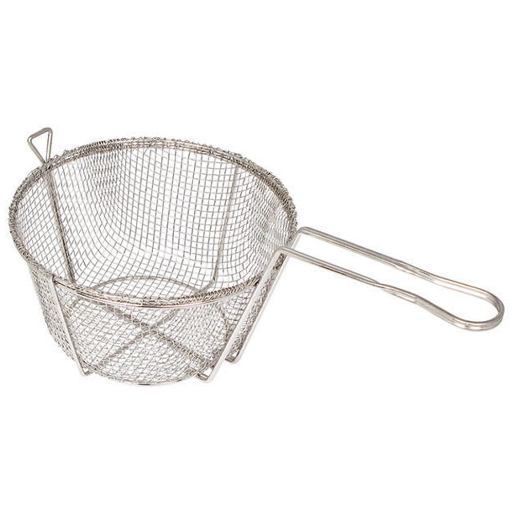 Winco FBR9, 9Inch 4Mesh Round Wire Fry Basket with Handle, Heavy
