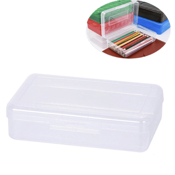 Bxaolu Plastic Pencil Box Large Capacity Pencil Boxes Clear Boxes With Snap-tight Lid Stackable Design And Stylish Office Supplies Storage Organizer Box